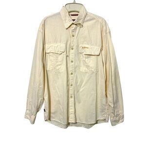 Simms Mens Medium Yellow Checkered Long Sleeve Button Up Fishing Shirt Outdoor